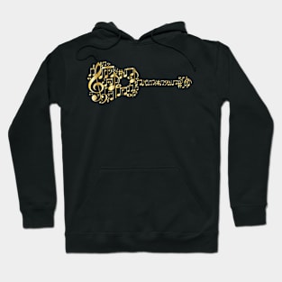 Creative Guitar Art - Acoustic Guitar In Metallic Music Notes - Gold Hoodie